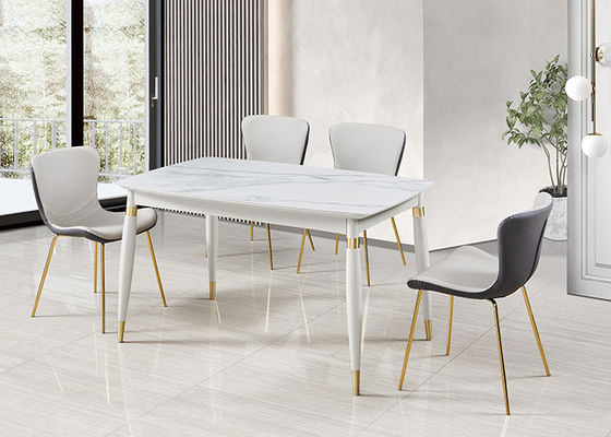 Table de salle à manger de marbre rectangulaire simple en bois solide
