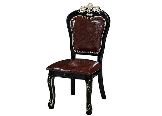 Chaises dinantes européennes d'Ebony Solid Wood Carved Sponge