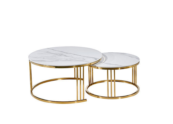 Table de salle à manger blanche de marbre de cercle d'acier inoxydable de bureau