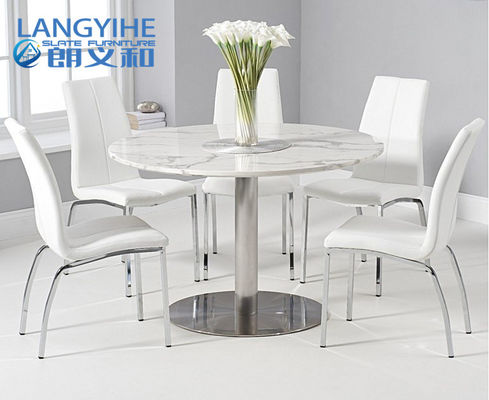 Table de salle à manger tapissée de marbre de cercle de la chaise 120cm