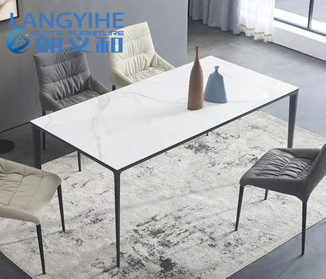 Table de salle à manger de marbre minimaliste à la maison 130x70cm de dalle de roche