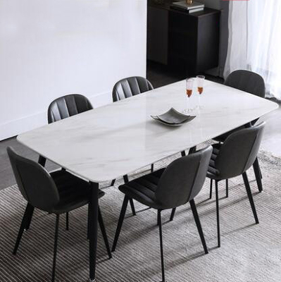Empêchez raye la combinaison de marbre minimaliste de table de salle à manger et de chaise
