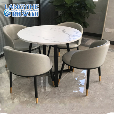 Table de salle à manger de luxe légère de marbre de cercle de dalle de roche extensible