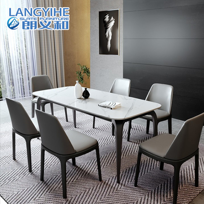 Table de salle à manger et minimaliste de marbre rectangulaires nordiques de chaise