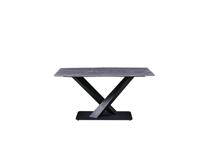 Table de salle à manger du gris 150x80x77cm 6 Seater avec le dessus de marbre