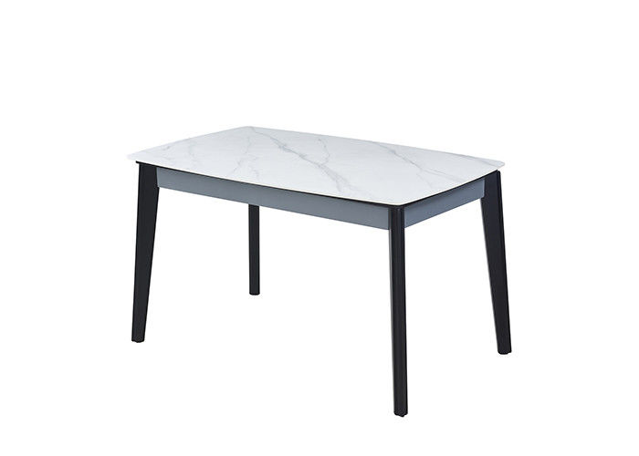 Table de salle à manger de marbre rectangulaire minimaliste en bois solide