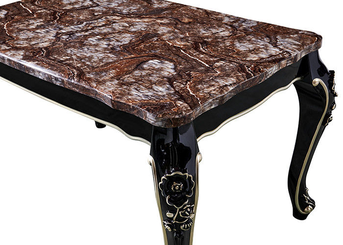 Rétro Ebony Restaurant Rectangle Marble Table de luxe
