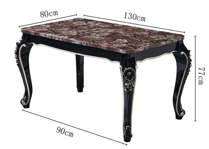 Ebony Nordic Marble Dining Table découpé par peinture de luxe, table de salle à manger européenne de style