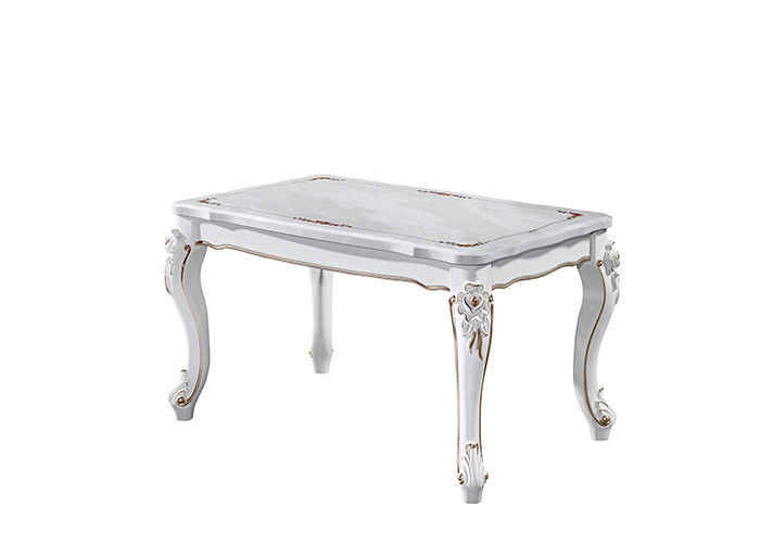 Table de salle à manger de marbre nordique rectangulaire blanche nacrée d'hôtel