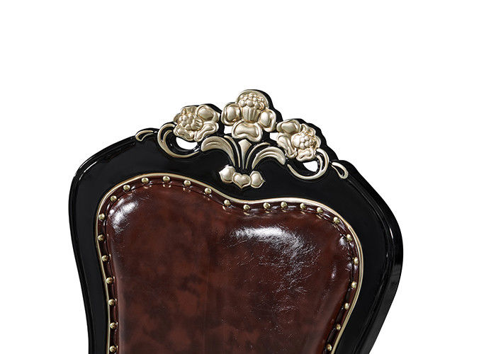 Chaises dinantes européennes d'Ebony Solid Wood Carved Sponge