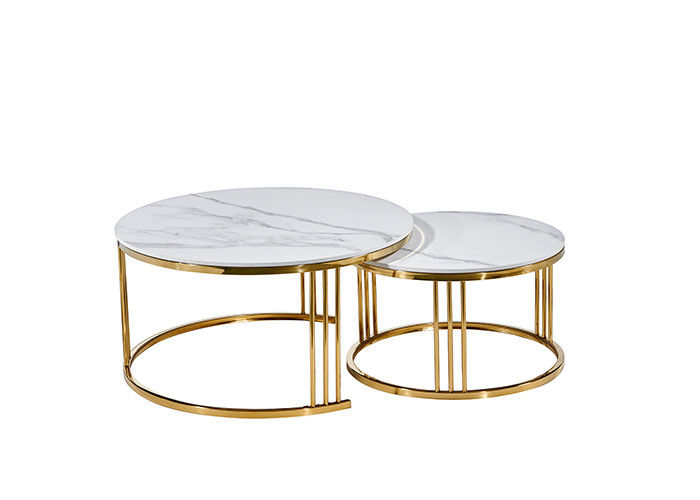 Table de salle à manger blanche de marbre de cercle d'acier inoxydable de bureau