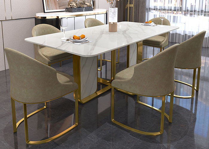 Table de salle à manger de marbre de luxe de restaurant, table de salle à manger durable
