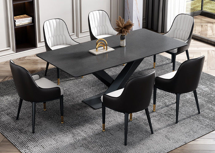 Table de salle à manger rocailleuse d'ardoise d'hôtel de famille de conception moderne
