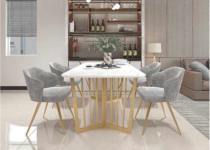 Marbre moderne de table de salle à manger de cadre inférieur d'acier inoxydable
