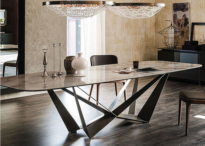 Table de salle à manger de marbre d'hôtel avec des jambes d'acier inoxydable