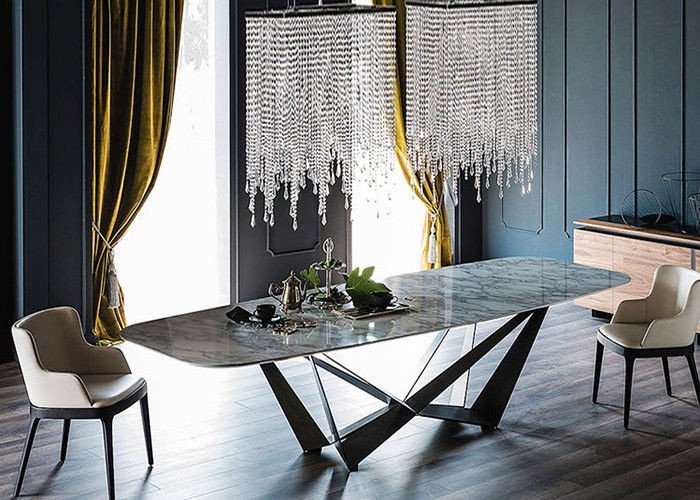 Table de salle à manger de marbre d'hôtel avec des jambes d'acier inoxydable