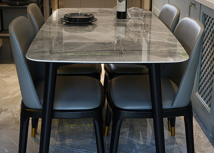 Table de salle à manger de marbre de luxe de famille, table de salle à manger de marbre de partie supérieure du comptoir