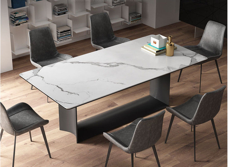Table de salle à manger de marbre de luxe de jambe moderne d'acier inoxydable