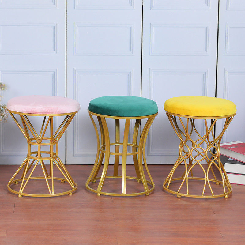 Saleté d'intérieur d'acier inoxydable Ottoman du velours 35cm d'or résistante