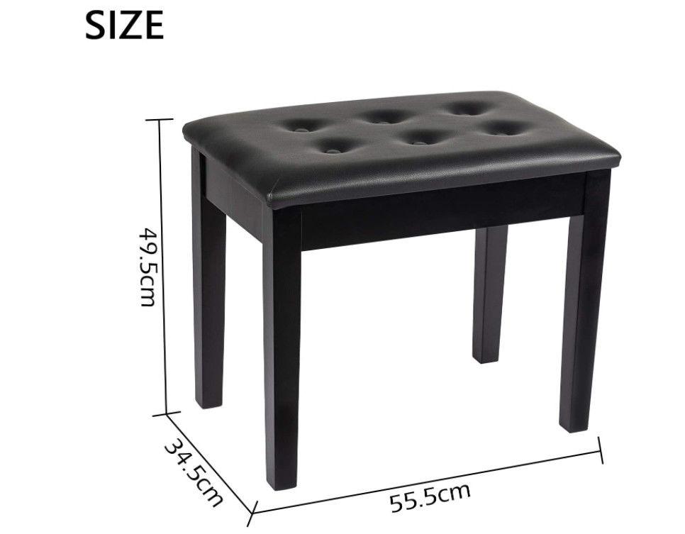 Banc de piano de double d'Odm de clavier de duo avec le noir en cuir de Faux large de Seat de stockage
