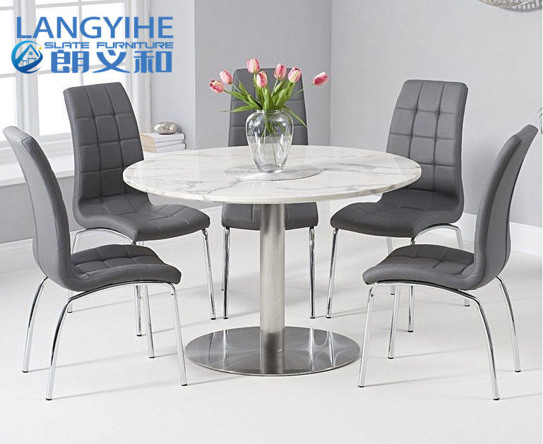 Table de salle à manger blanche 120cm de marbre de cercle d'Odm d'OEM