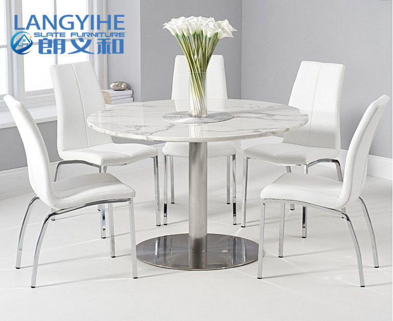 Table de salle à manger tapissée de marbre de cercle de la chaise 120cm