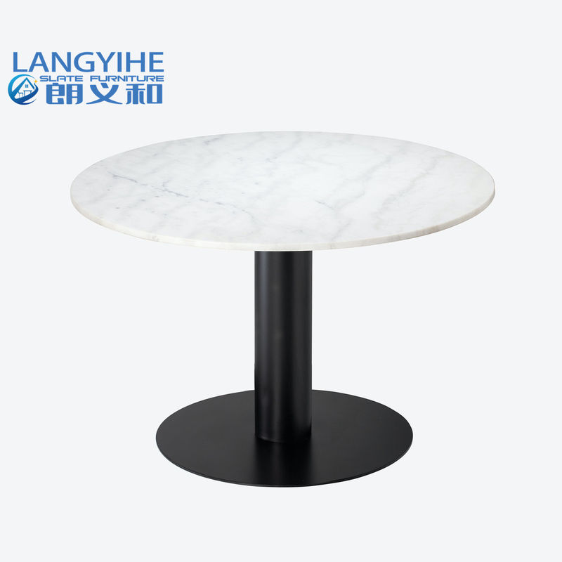 Diamètre de marbre rond de la table de salle à manger 105cm d'Odm de base noire supérieure blanche petit