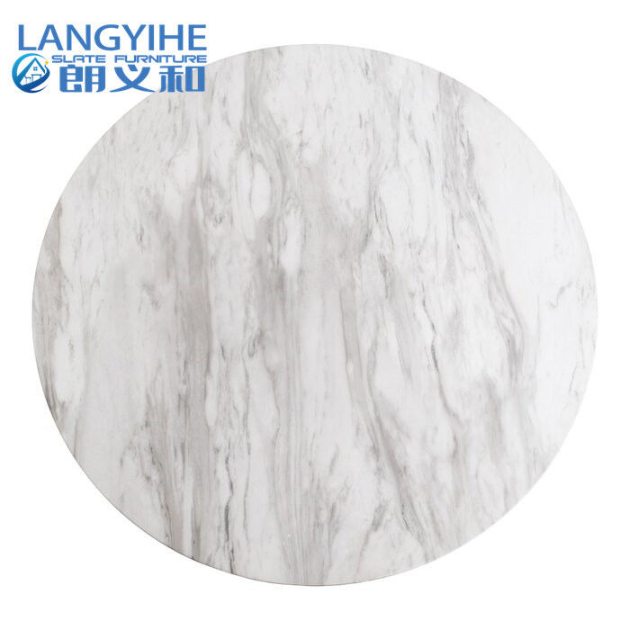 Diamètre de marbre rond de la table de salle à manger 105cm d'Odm de base noire supérieure blanche petit
