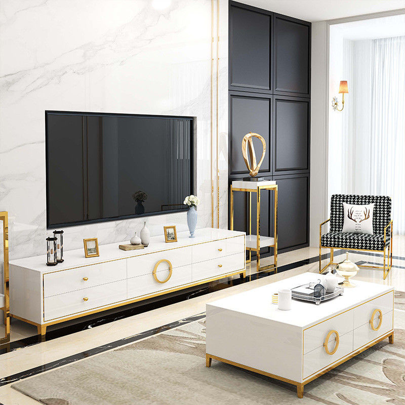 Le support et la table basse de l'acier inoxydable TV ont placé les meubles de luxe de salon