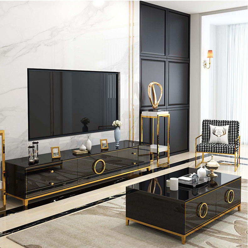 Le support et la table basse de l'acier inoxydable TV ont placé les meubles de luxe de salon