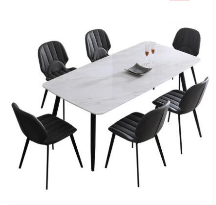 Empêchez raye la combinaison de marbre minimaliste de table de salle à manger et de chaise