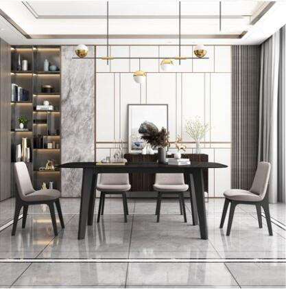 Moderne de luxe de lumière en bois minimaliste nordique de table de salle à manger pour 6 personnes