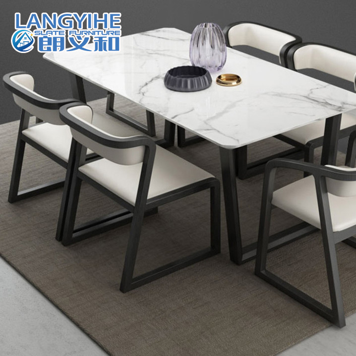 Table de salle à manger en bois solide de marbre et minimaliste moderne nordique de chaise