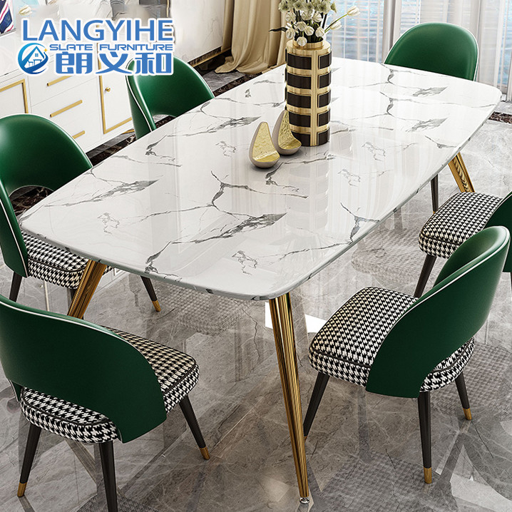 Minimaliste de marbre nordique moderne de table de salle à manger pour 4 personnes