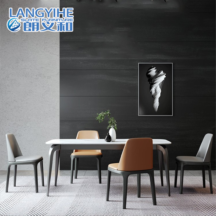 Table de salle à manger et minimaliste de marbre rectangulaires nordiques de chaise