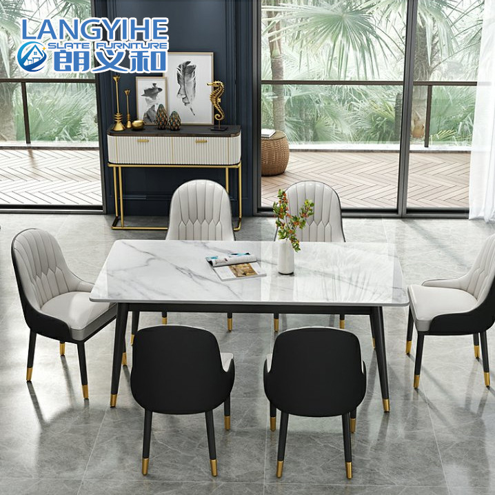 Table de salle à manger nordique de panneau de roche et ménage minimaliste de combinaison de chaise