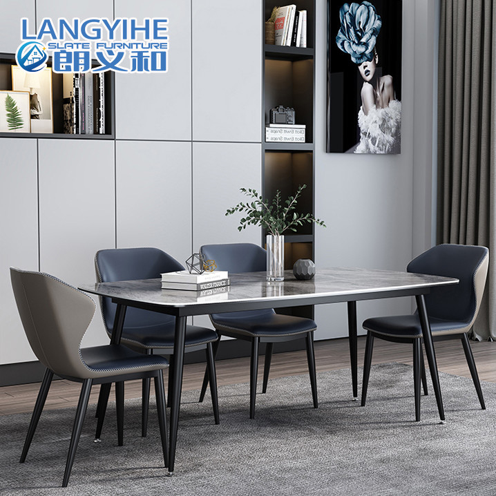 Les tables de salle à manger rectangulaires modernes résistantes d'éraflure basculent le ménage de dalle